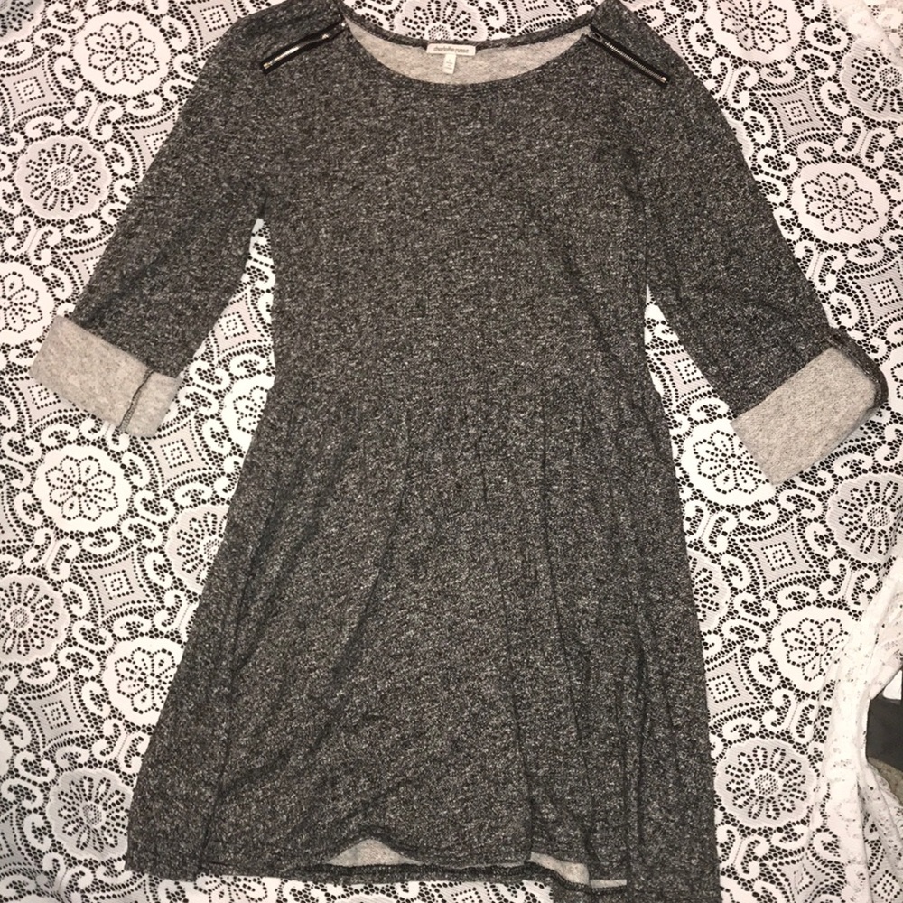 Heathered Sweater Dress with Zipper Accents